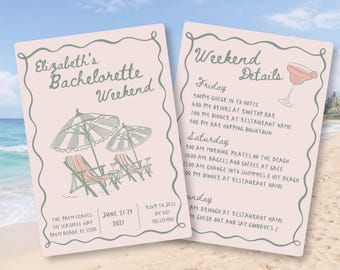 Beach Chair Pair Bachelorette Invitation – Editable Canva Template (5x7” Digital Download)