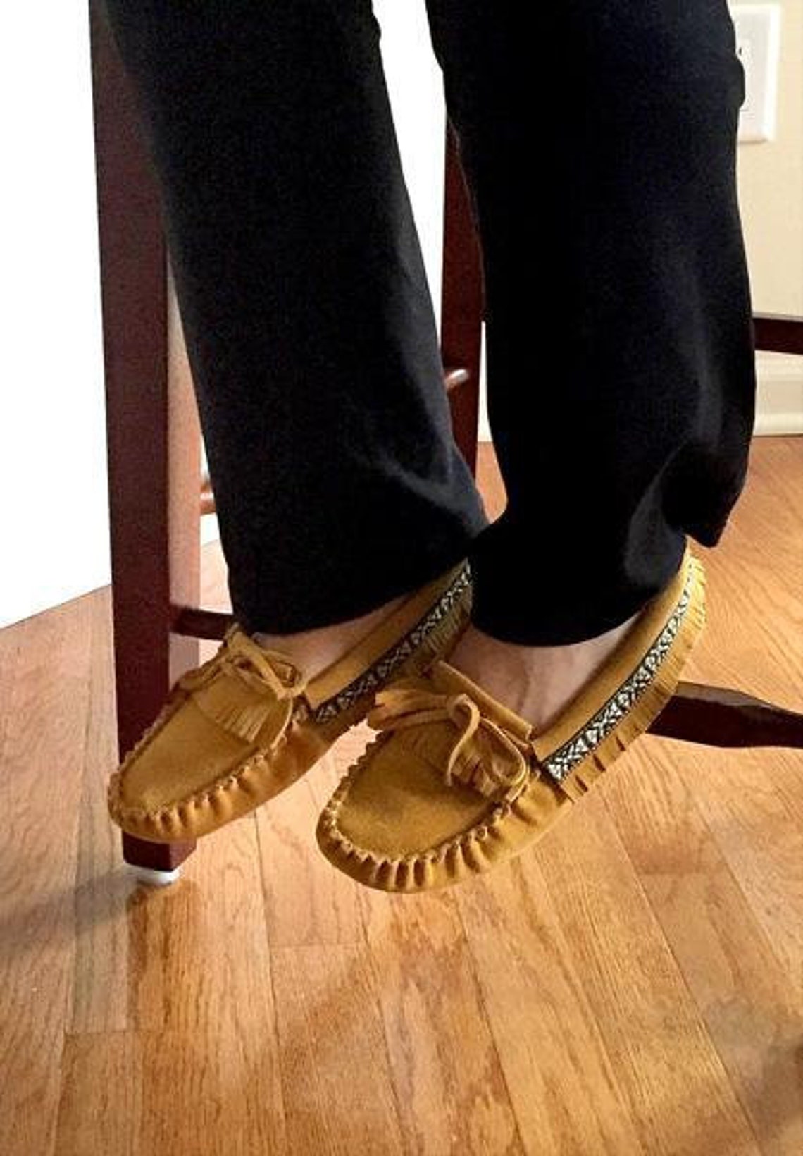 Women's Moccasin Slippers Indoor Canadian Genuine Leather Etsy