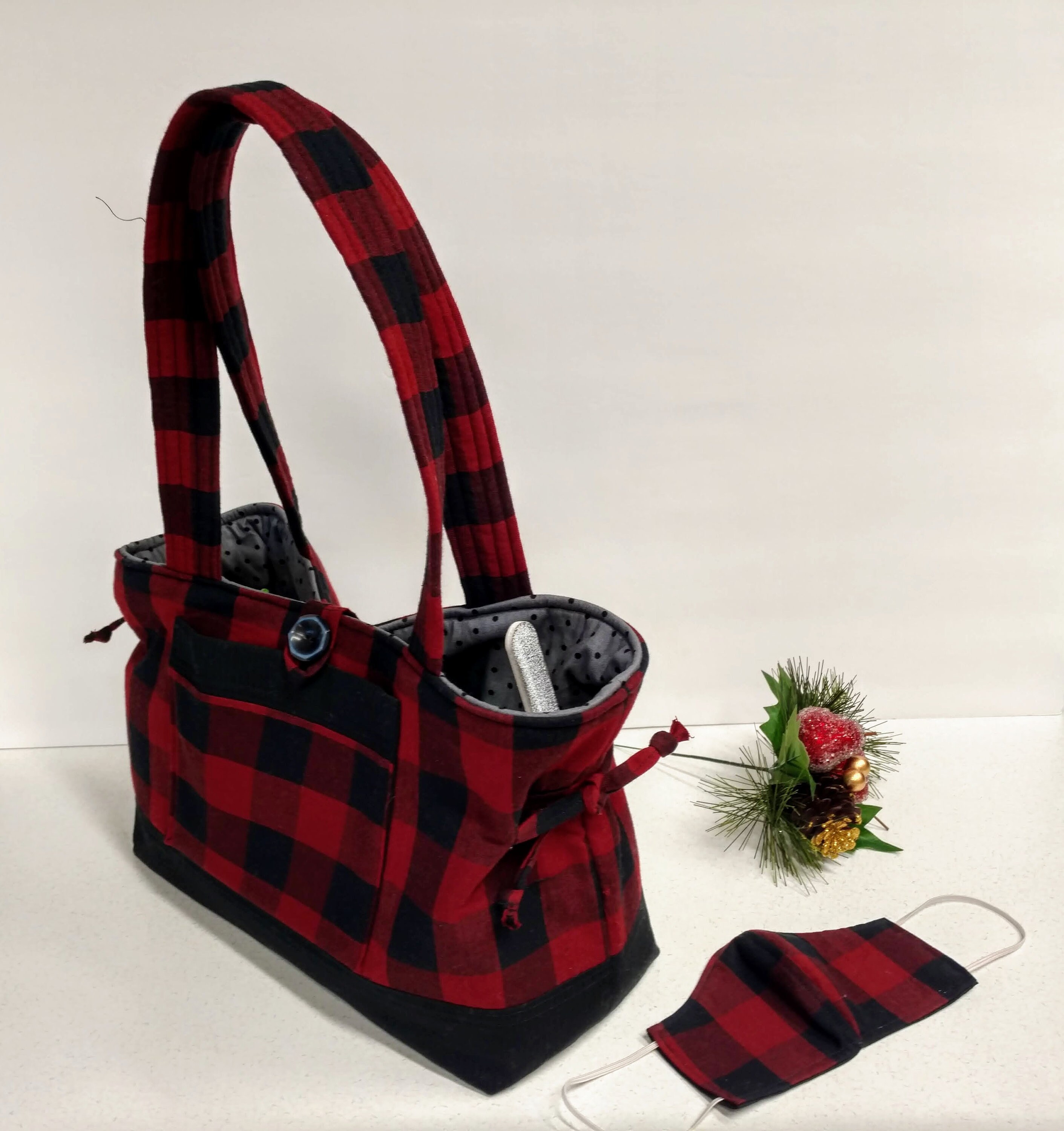 buffalo plaid handbolsas