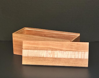 Handmade Maple Wood Sliding Box with Curly Maple Accent | Jewelry Box | Keepsake Box | Gift for Him | Artisan Woodworking
