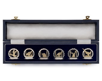 Superb 20th Century Gilt Solid Silver Animal Menu Holders By Asprey, London, c.1987