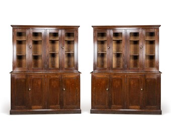 Pair Of 20th Century Large Victorian Oak Bookcase c.1900