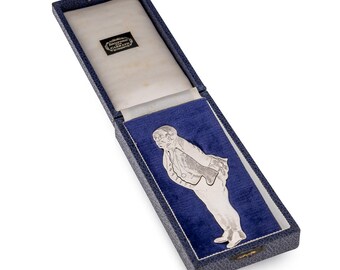 Superb 20th Century Solid Silver Novelty Bookmark Of Samuel Pickwick, London, c.1975