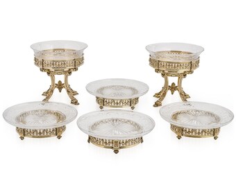 Antique 19th Century French Silver Gilt Set Of Six Comports, Boin-Taburet, c.1890