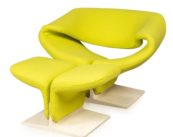 20th Century Ribbon Chair & Footstall By Pierre Paulin For Artifort, France