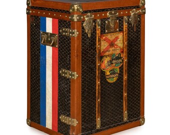 Antique 20th Century Goyard Steamer Trunk With Chevron Pattern, Paris, c.1920