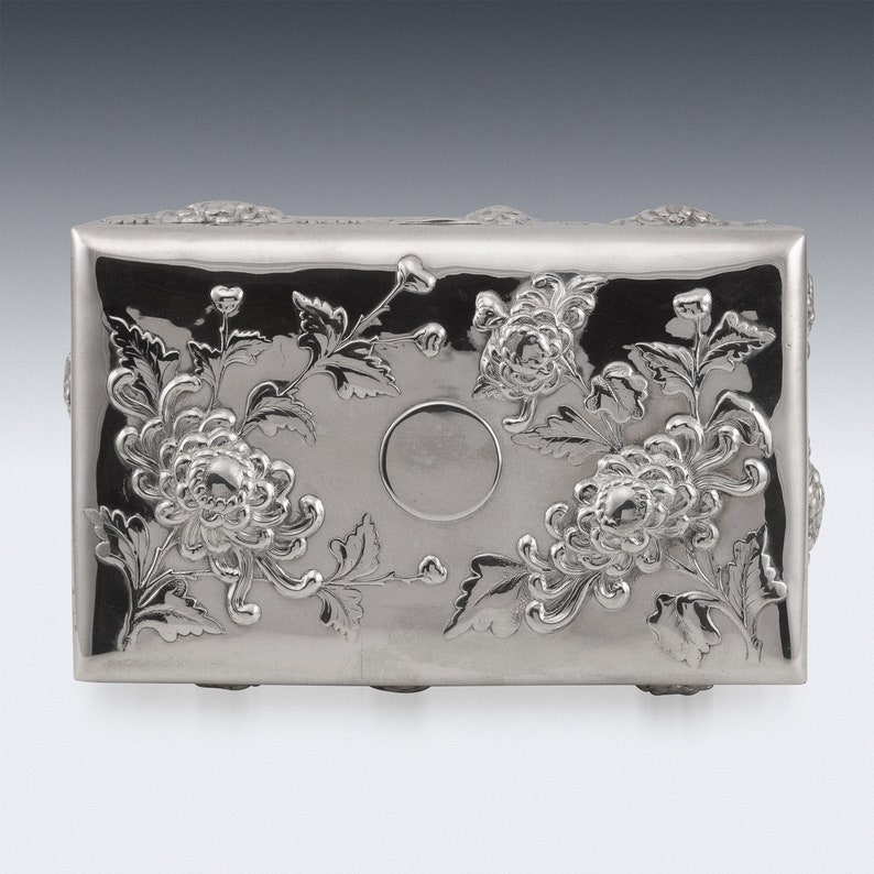 20thC Chinese Solid Silver Decorative Jewellery Box, Sing Fat c.1900 image 6