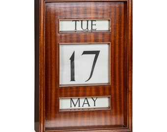 Vintage 20th Century Striped Wood Perpetual Desk / Wall Calendar c.1970