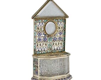 19thC Austrian Solid Silver-Gilt & Enamel Reliquary, Rudolf Linke c.1890