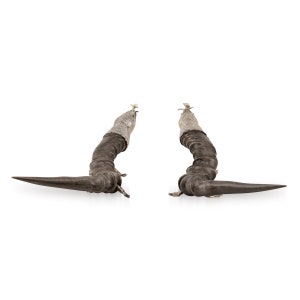 Antique 20th Century Edwardian Solid Silver & Horn Lizard Shaped Cigar Lighters, c.1900 image 2