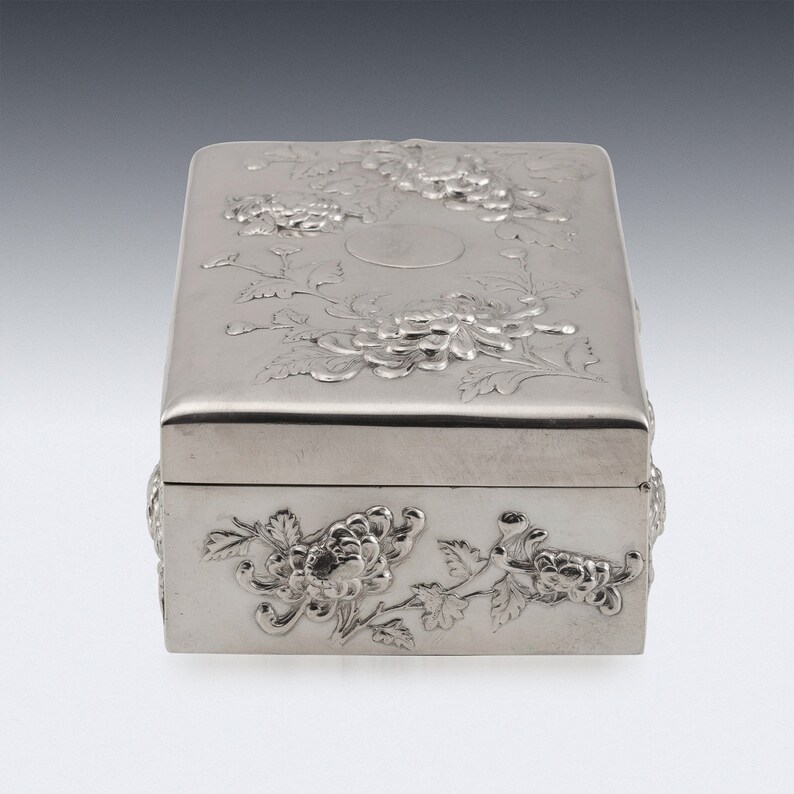20thC Chinese Solid Silver Decorative Jewellery Box, Sing Fat c.1900 image 3