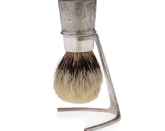 Stylish 20th Century English Silver Shaving Brush & Stand, Christopher Lawrence, c.1976