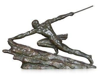 20th Century French Art Deco Bronze Hunter Figure, Pierre Le Faguays, c.1930