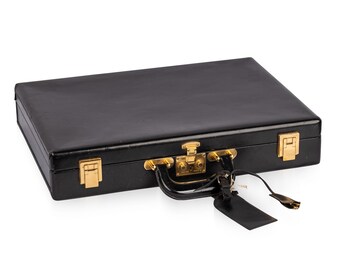Vintage 20th Century Hermès Hard Sided Black Leather Briefcase c.1990