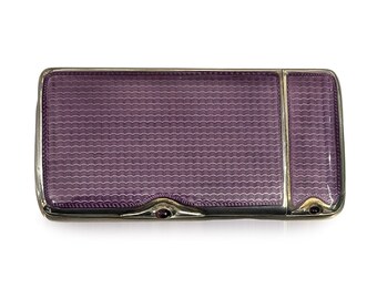 Antique 20th Century Art Deco Solid Silver & Guilloche Enamel Cigarette Case, c.1900