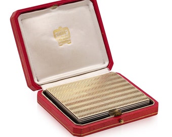 Antique 20th Century Cartier Art Deco 18K Gold & Silver Compact, Paris c.1930