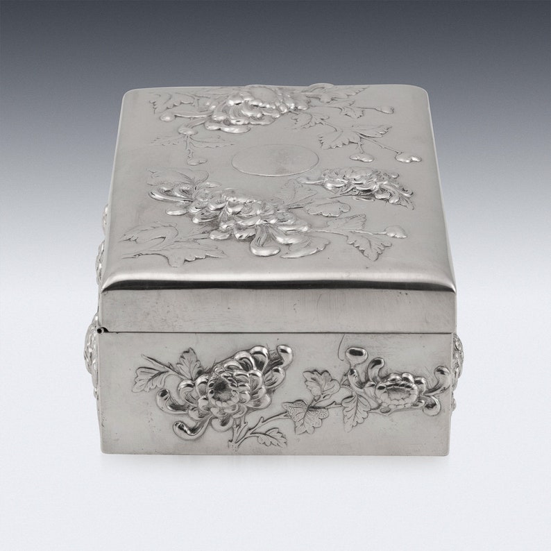 20thC Chinese Solid Silver Decorative Jewellery Box, Sing Fat c.1900 image 5