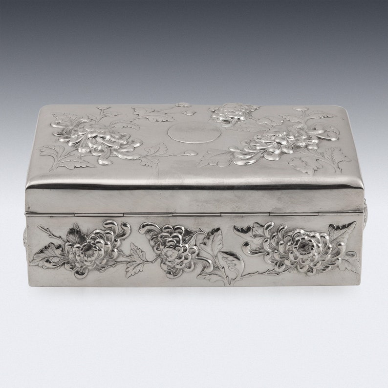 20thC Chinese Solid Silver Decorative Jewellery Box, Sing Fat c.1900 image 4