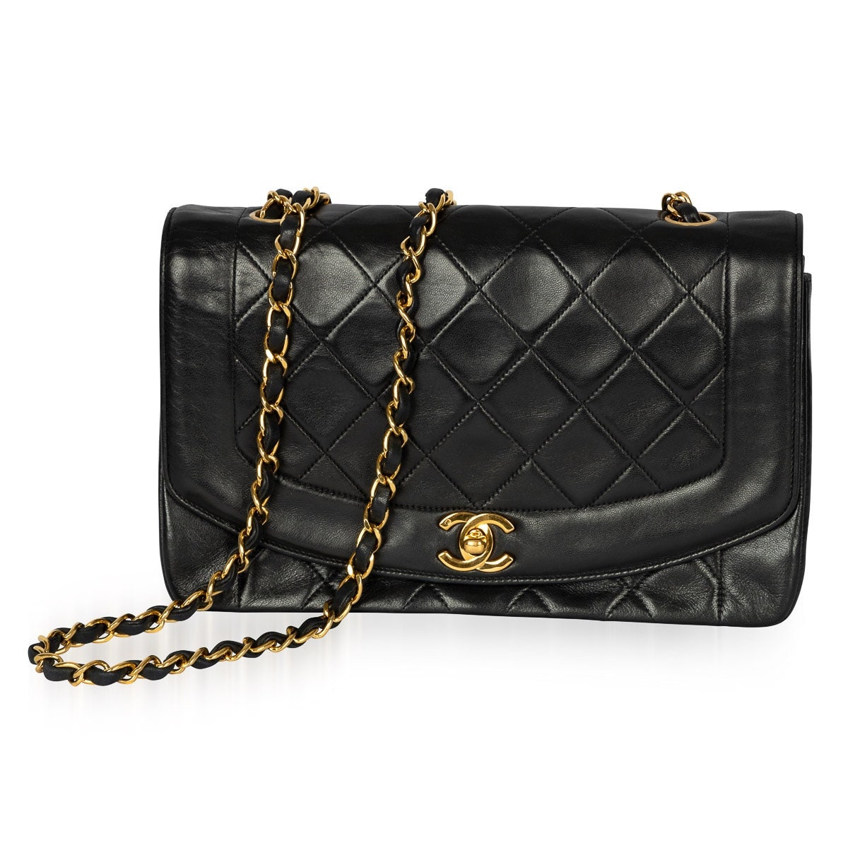 Chanel Chanel 11 Diana Black Quilted Leather Shoulder XL Flap Bag