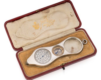 Antique 20th Century Edwardian Solid Silver Map Reading Tool, London, c.1908