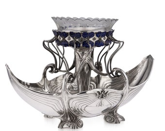 Antique 20th Century German Art Nouveau Silver & Enamel Centrepiece, c.1900