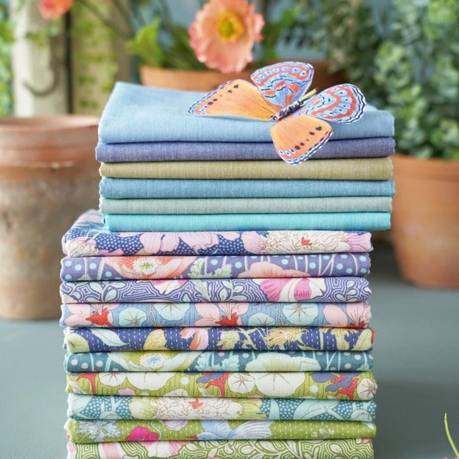 TILDA GARDEN LIFE 5 pc Fabric Fat Quarter Bundle Blue Etsy