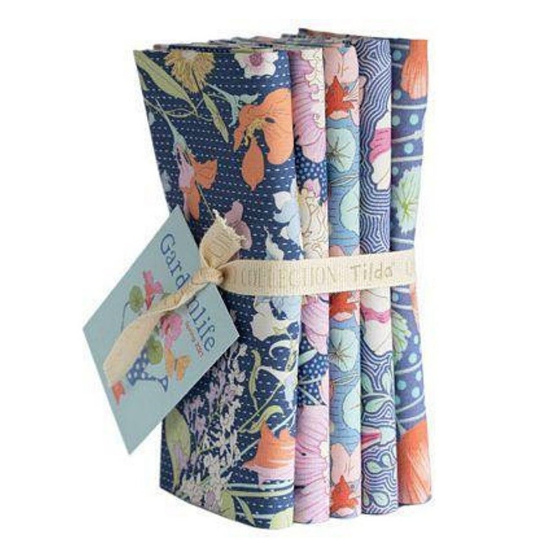 TILDA GARDEN LIFE 5 pc Fabric Fat Quarter Bundle Blue Etsy
