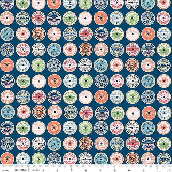 Sew Much Fun Spool Toppers Navy by Echo Park Paper Co | Riley Blake Designs | C12454-NAVY