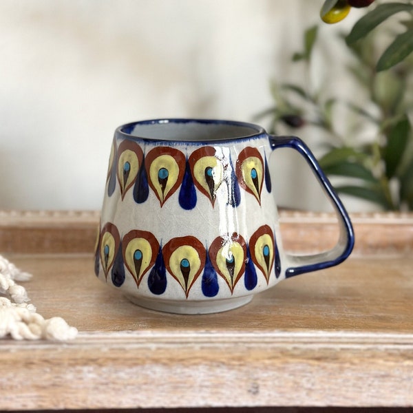 Ceramic Artisanal Mug, Hand Painted Pottery Mug, Beer Mug, Artisanal Pottery, Clay Mugs, Hand Painted by Guatemalan Artisans