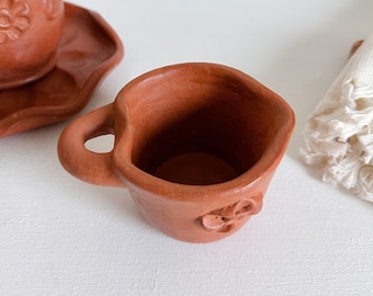 Creamer Cup, Terracota Mini Cup, Red Clay Pottery, Handmade in Guatemala, Barro Rojo, Taza de Barro Rojo, Heart Shaped Cup