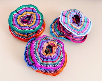 4er Pack Srunchies, guatemaltekische Scrunchies Set, Textil Scrunchies, Haar Scrunchies, bunte Scrunchies, bunte Haargummi, Geschenk für Sie