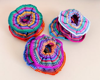 4 Pack Srunchies, Guatemalan Scrunchies Set, Textile Scrunchies, Hair Scrunchies,  Colorful Scrunchies, Colorful Hair Tie,  Gift for Her