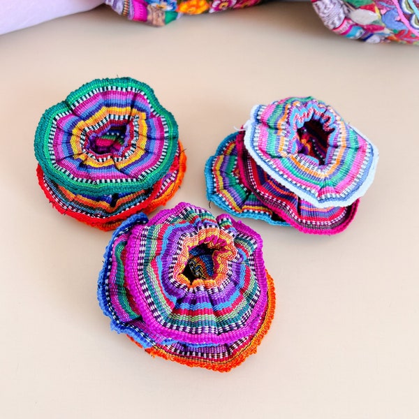 4 Pack Srunchies, Guatemalan Scrunchies Set, Textile Scrunchies, Hair Scrunchies,  Colorful Scrunchies, Colorful Hair Tie,  Gift for Her