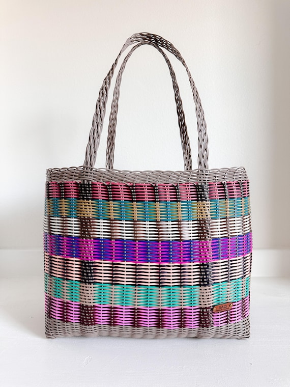 Handwoven Recycled Plastic Tote Bag | Artisan-Made in Guatemala | Lightweight ,Durable and Waterproof