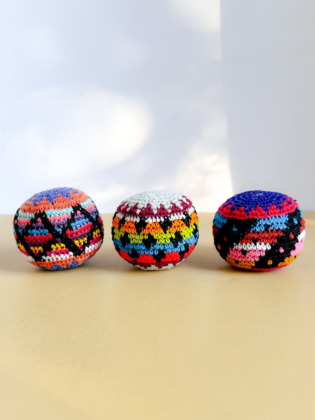 Crochet Multicolor Hacky Sack Ball, Stress Ball, Kick Bag Ball
