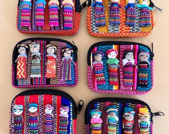 Guatemalan Worry Dolls Coin Purse: Handmade Colorful Pouch