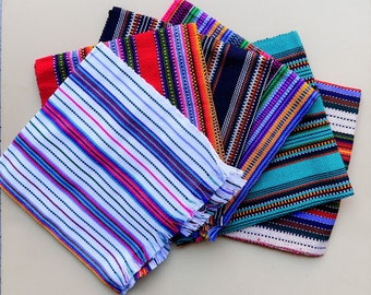 Handwoven Placemat,  Multicolor Napkin, 17" x 17" Fiesta Napkin, Bread Cloth, Tortilla Cloth, Guatemalan Textile Cloth, Fabric Placemat