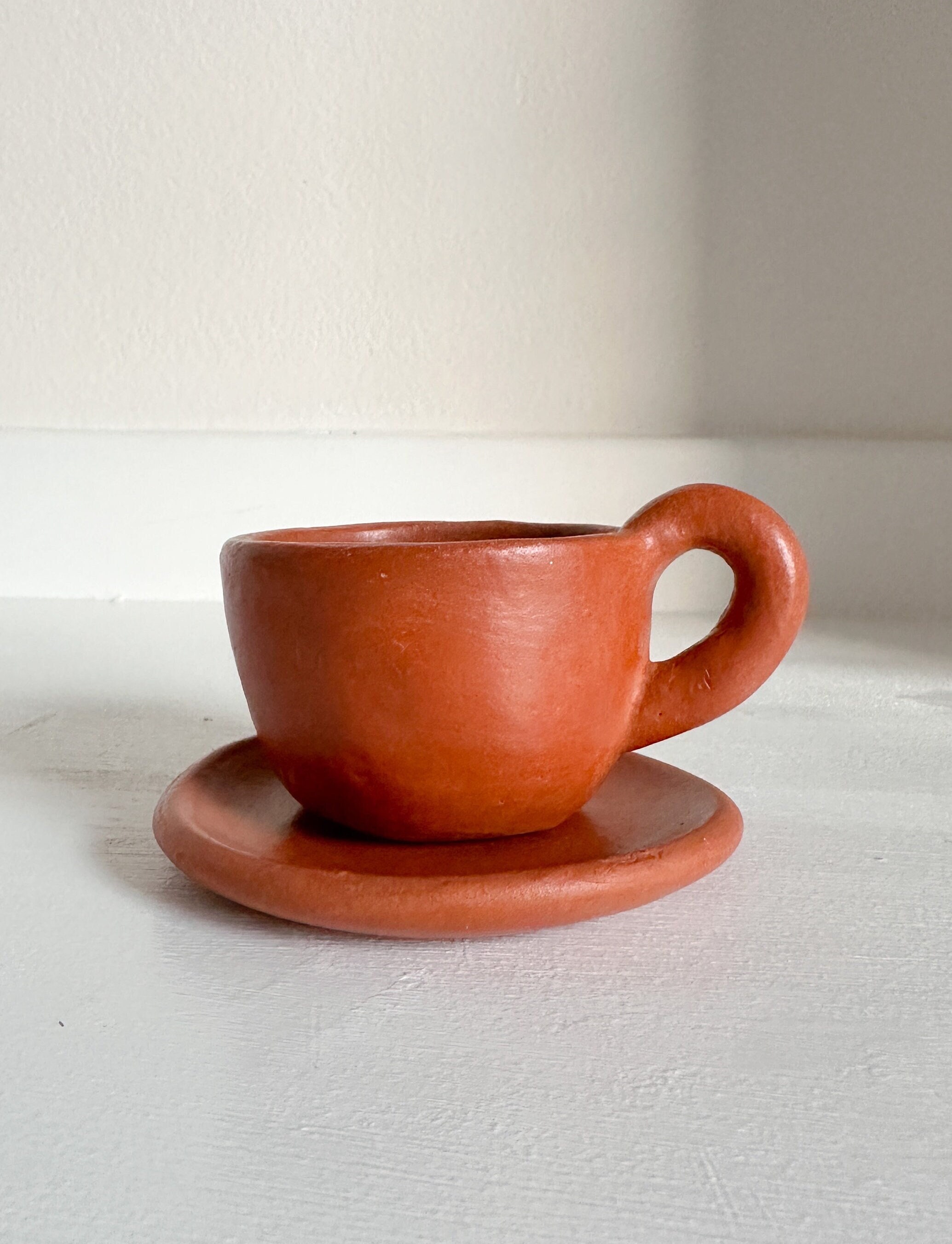 Espresso Coffee Hand Made Clay Cups ROSE-CELESTE Set of 4 