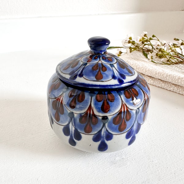 Sugar Ceramic Bowl, Hand Painted Pottery, Jewelry Bowl, Artisanal Pottery, Clay Pot, Hand Painted by Guatemalan Artisans