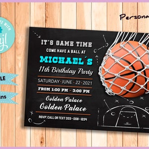 Basketball Invitation, Basketball Invite, Basketball Party