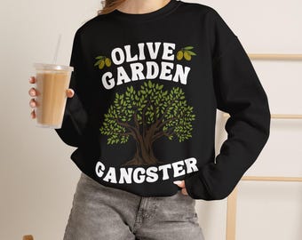 Olive Garden Gangster Lustiges Retro Olivenbaum Naturliebhaber Sweatshirt mit Rundhalsausschnitt