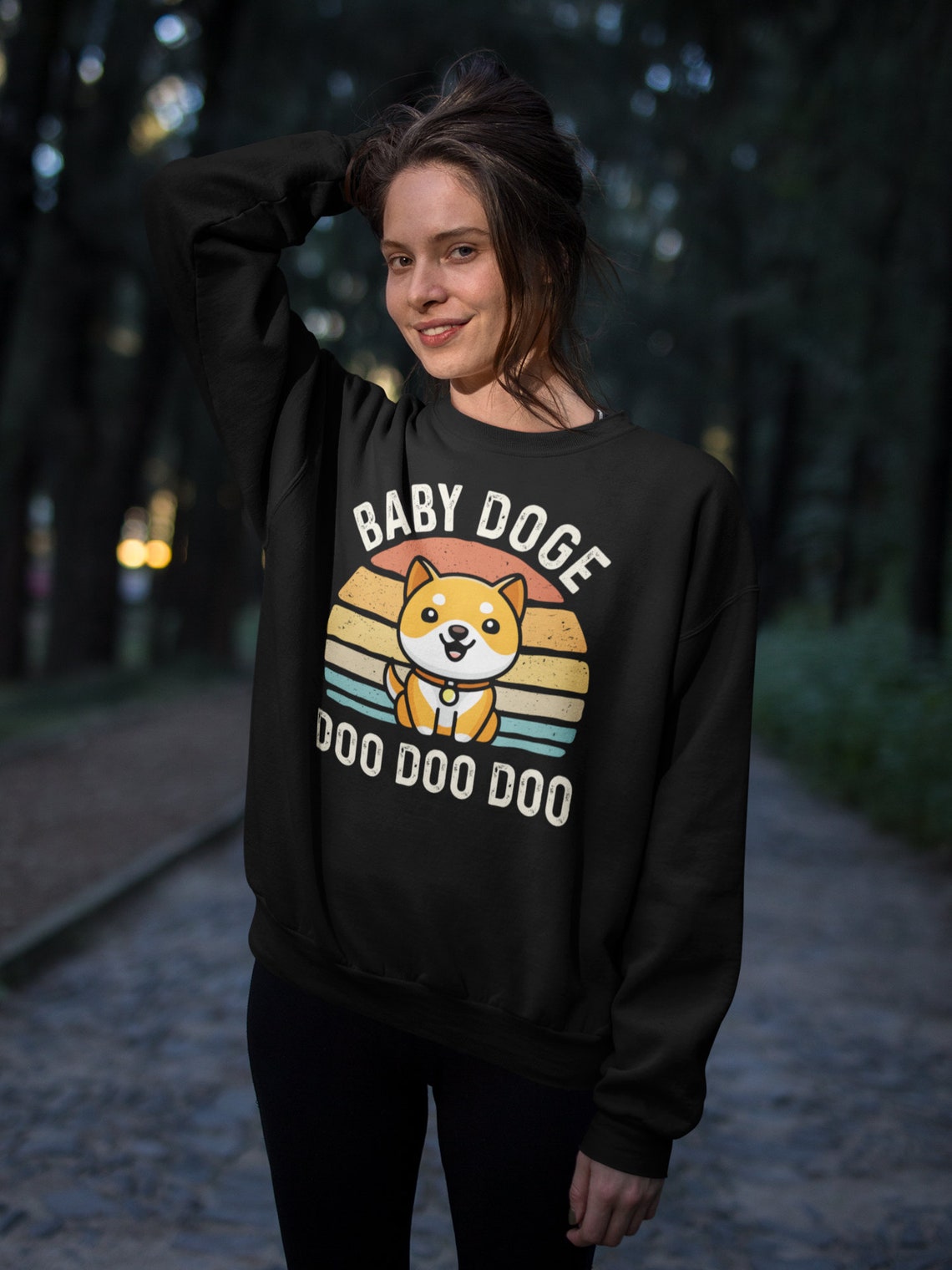 Baby Dogecoin Doo Doo Doo Sweatshirt Baby Doge Sunset ...