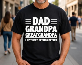 Camiseta para anunciar el Día del Padre: Papá, Abuelo, Bisabuelo