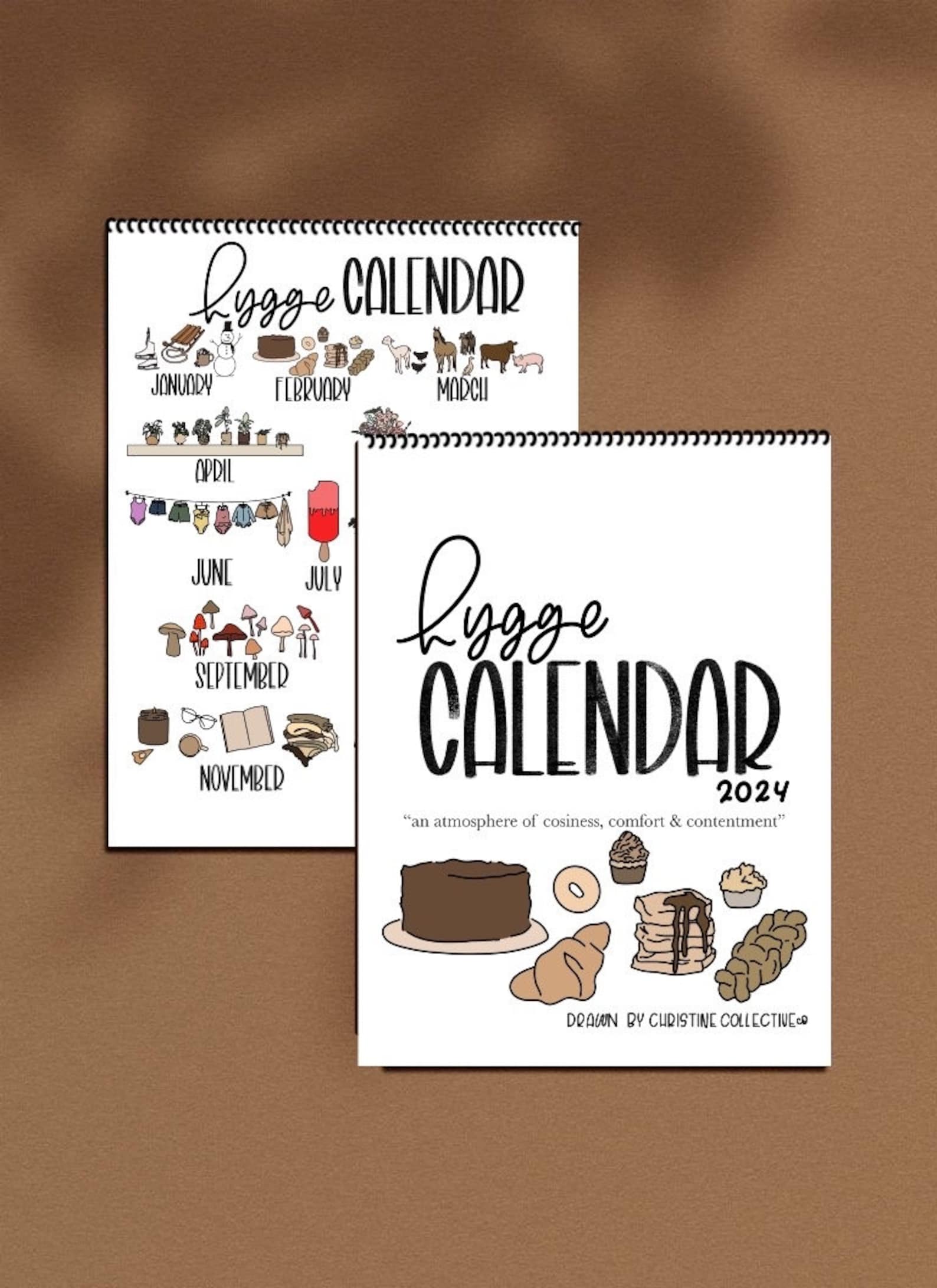 2024 Hygge Calendar 2024 Wall Calendar Vintage Home Etsy