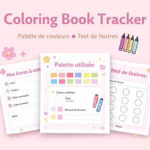 Coloring Book Tracker Printable | Color Palette & Marker Test Sheet | Adult Coloring Organizer | PDF Download