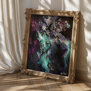Celestial Genesis Scripture Art Print, Galaxy Stars Painting