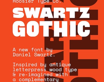 SWARTZ GOTHIC. A Bold Sans Serif Font, Inspired by Antique Letterpress Type. Instant Download TrueType Font file.