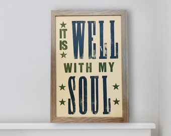 It Is Well With My Soul Wall Art, Christian Christmas Gift, Church Hymn Art, Modern Christian Poster, Gift for Pastor Wife, Church Secretary