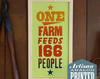 Farmer Gifts, Letterpress Print, Agriculture Poster, Farm Wall Art Print, Gift for Farm Girl, Christmas Gift for Farmer, Birthday Gift for