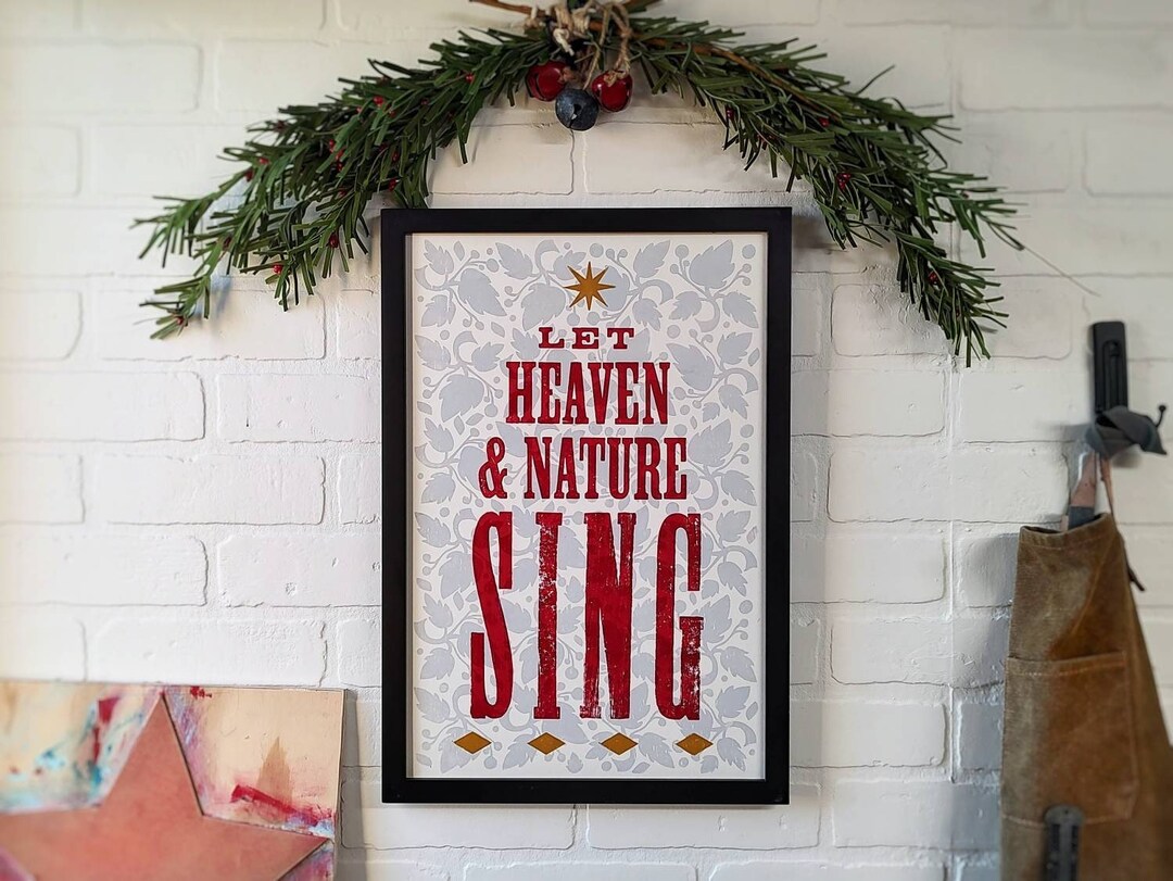 Let Heaven and Nature Sing Sign, Christian Christmas Wall Art ...